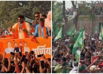 Crowd Turns Unruly At Khesari’s Motihari Rally As Police Lathi-Charge; Pawan Singh Sings In Purnia Roadshow