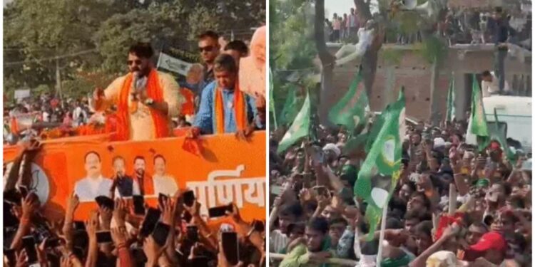 Crowd Turns Unruly At Khesari’s Motihari Rally As Police Lathi-Charge; Pawan Singh Sings In Purnia Roadshow