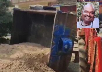 Tractor of sand mafia seized. Deceased Jawan Dukhharan Paswan (inset)