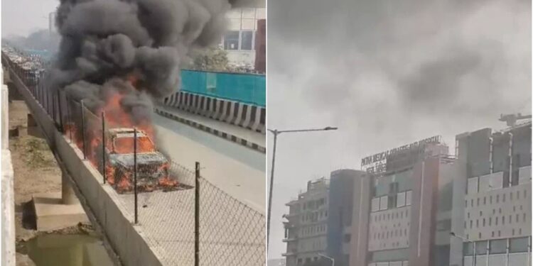 Car Goes Up in Flames Near PMCH, Doctor Escapes Moments Before Blast