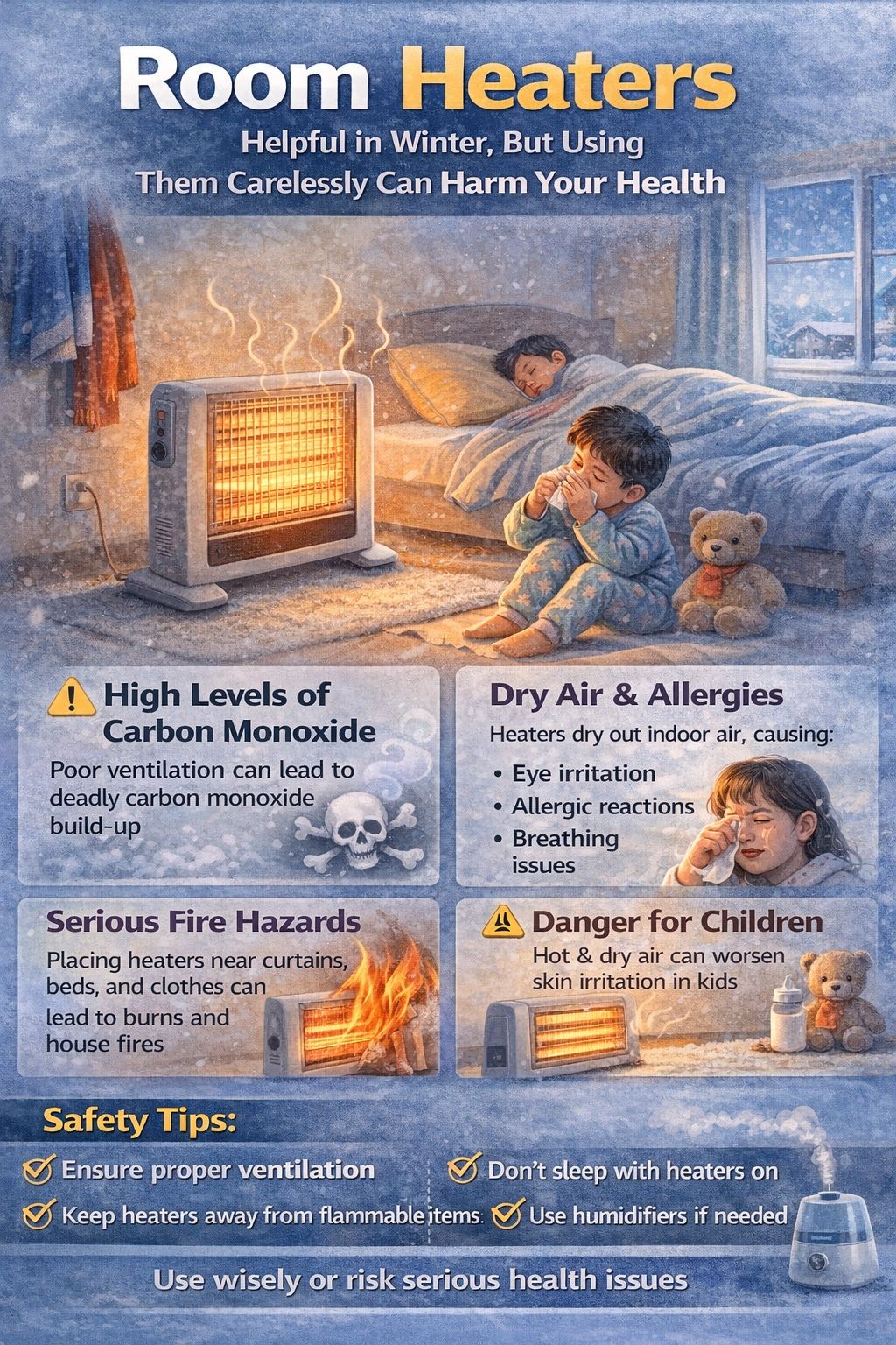 Room Heaters at Night Can Be Risky: How Winter Comfort May Turn into a Health Hazard