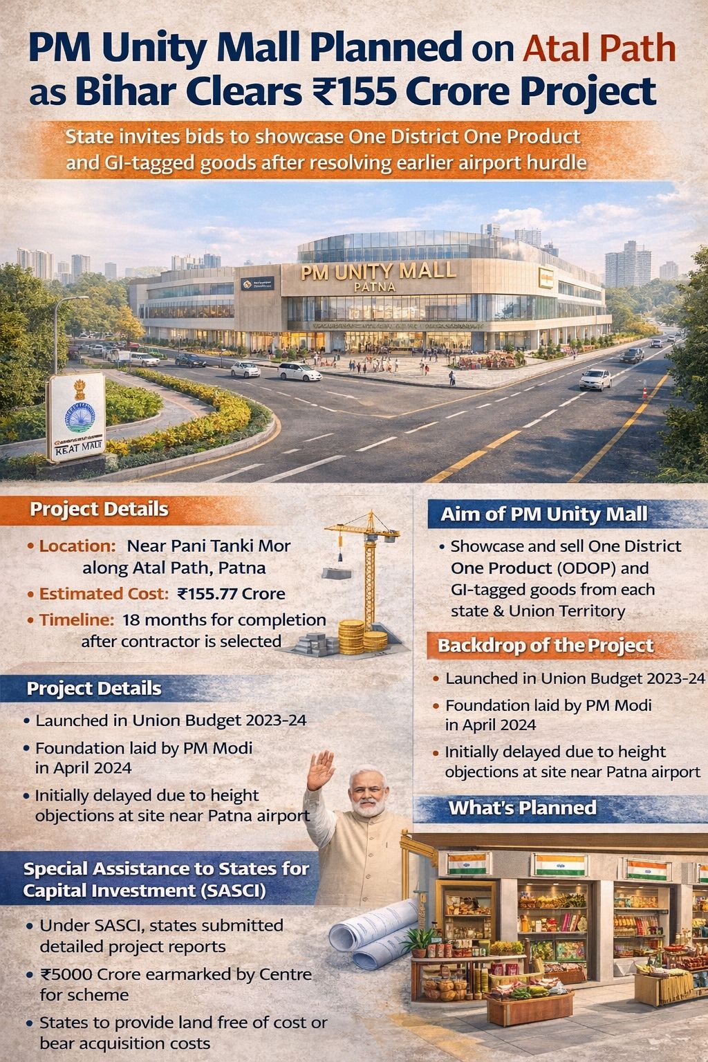 PM Unity Mall Planned on Atal Path in Patna as Bids Invited for Rs 155 Crore Project