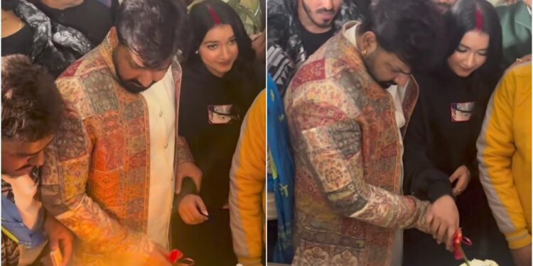 Bhojpuri Star Pawan Singh Sparks Talk of Third Marriage on Birthday; Cuts Cake Holding Woman’s Hand, Users Spot Vermilion