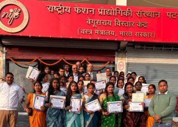 Certificates awarded to Jeevika women after industry-backed skills training in Begusarai