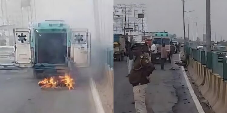 Ambulance Catches Fire on Patna’s Atal Path