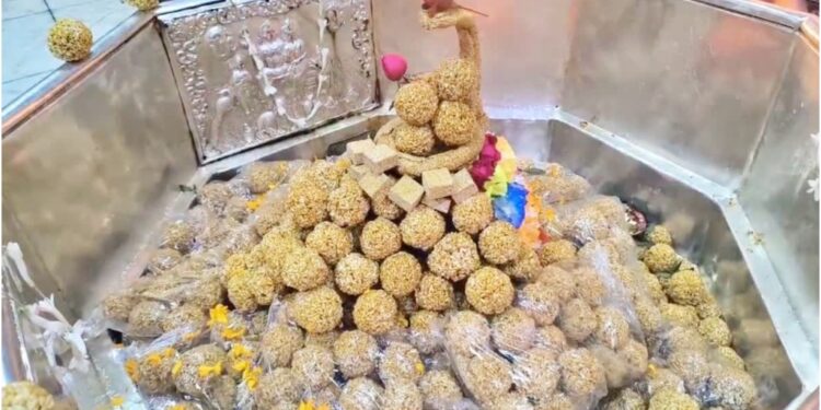Baba Garibnath Adorned with 101 kg of  Puffed Rice and Tilkut in Muzaffarpur