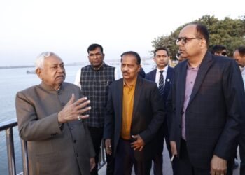 Nitish Kumar inspects Digha riverfront works, orders park development and permanent ghat facilities