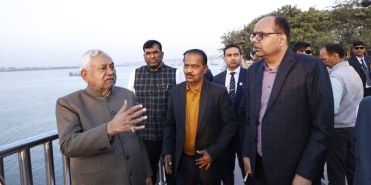 Nitish Kumar inspects Digha riverfront works, orders park development and permanent ghat facilities
