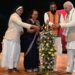 LAMP: (L-R) Superior, Avila Convent Dr. Sr. M. Jincy A.C.; Principal Dr. Sr. M. Rashmi A.C.; Patna University V-C Prof. Namita Singh; Deputy Chief Minister Samrat Chaudhary; and Governor Arif Mohammed Khan light the ceremonial lamp at the start of the Annual Day 2026 function, at Patna Womens College on Monday
