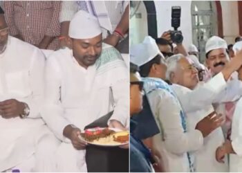 JD(U) Hosts Iftar at Haj Bhawan as Nitish Kumar Promotes Brotherhood, Felicitates Vijay Chaudhary with Traditional Cap