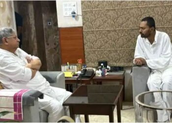 Nishant Kumar Meets Union Minister Lalan Singh in Patna Following Eid Celebrations at Gandhi Maidan