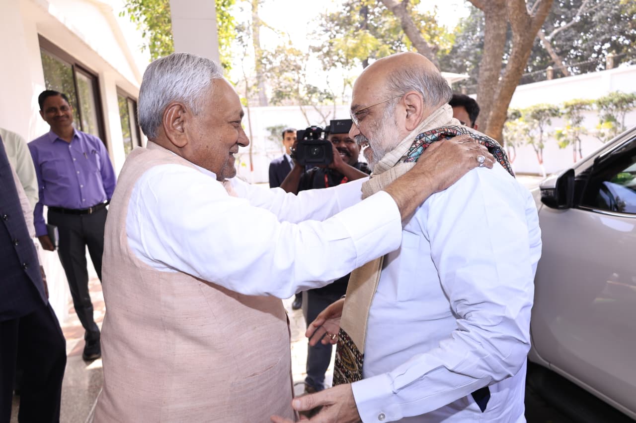Amit Shah Arrives In Patna As Nitish Kumar Files Rajya Sabha Nomination