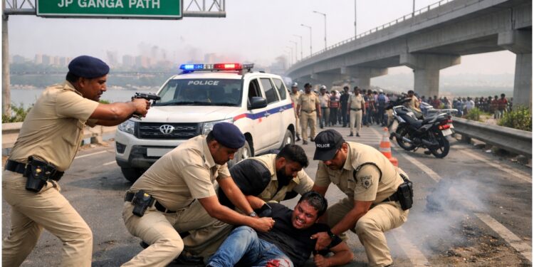 Patna Police Shoot Alleged Criminal Near PMCH on Sunday Morning on JP Ganga Path