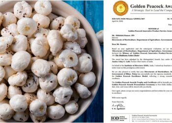 Bihar Horticulture Directorate Wins Golden Peacock Award 2026 for Makhana Value Chain Innovation