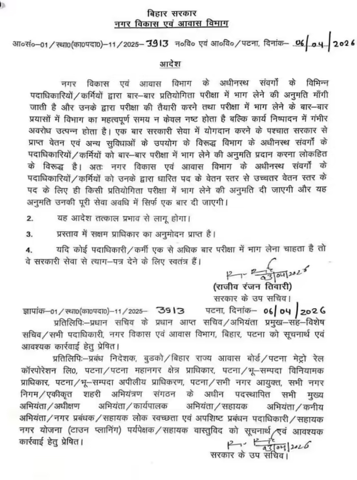 Big Change In Bihar: Govt Employees Can Now Attempt Competitive Exams Only Once