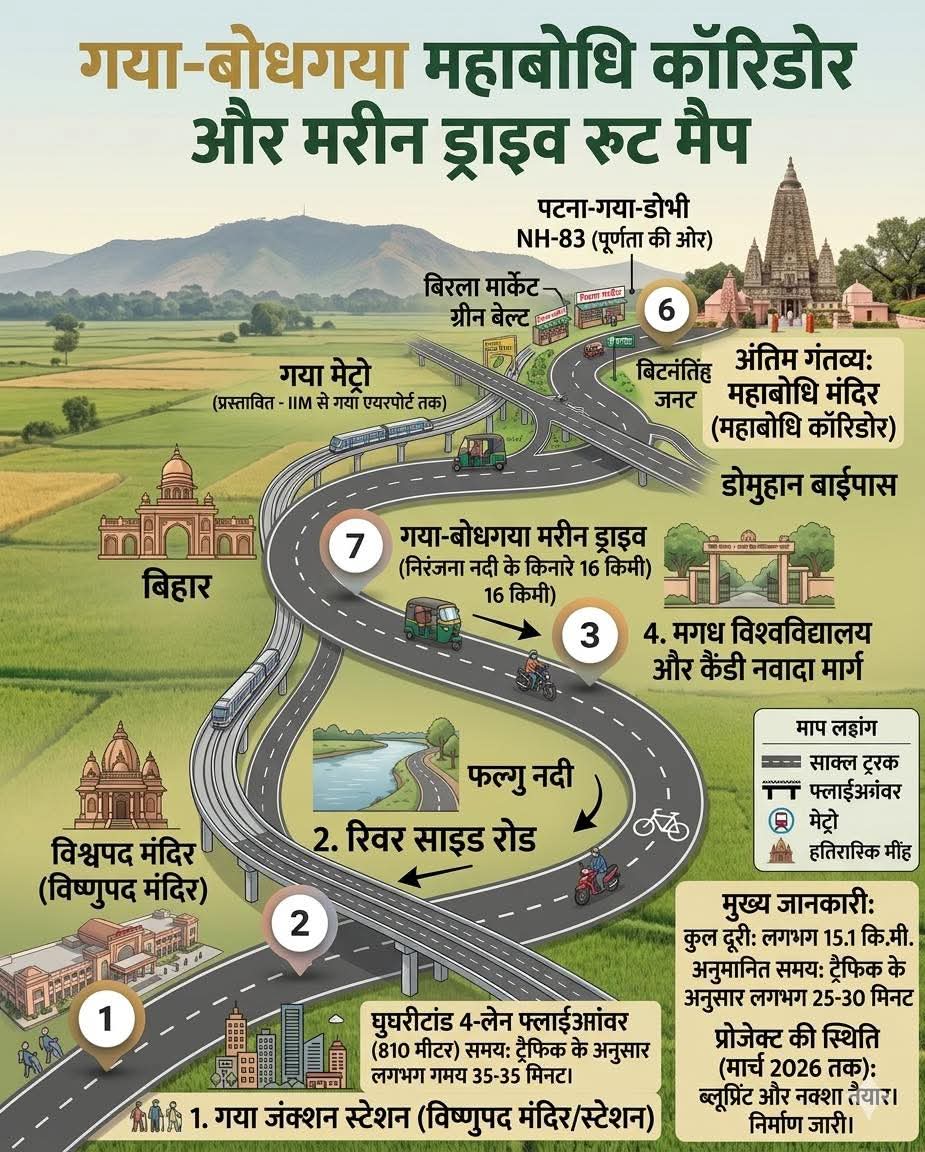 Gaya–Bodhgaya Corridor Projects Gain Momentum With Rs 190 Crore Spiritual Route And New Flyovers