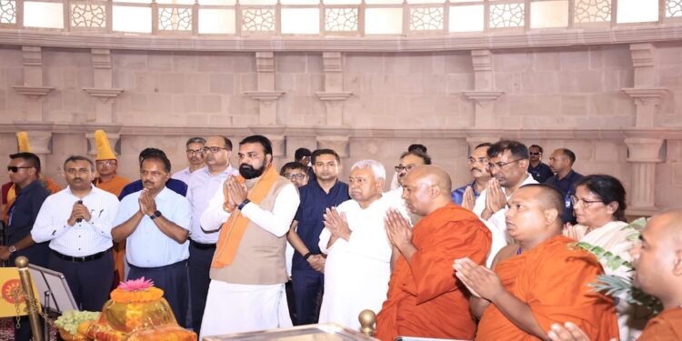 Nitish Kumar Reviews Vaishali Buddhist Complex, Inaugurates Pathway To Ancient Stupa