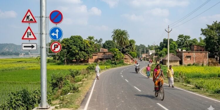 Bihar Govt. Upgrades Village Roads With Smart Reflective Signs for Safer Night Driving
