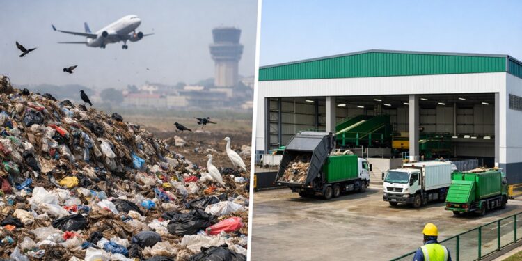 airport bird hit garbage
