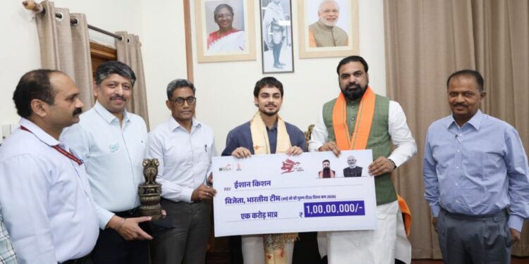 Bihar Govt. Awards Rs. One Crore To Cricketer Ishan Kishan For T20 World Cup ContributionBihar Govt. Awards Rs. One Crore To Cricketer Ishan Kishan For T20 World Cup Contribution