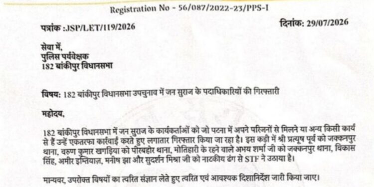 Bankipur By-Election: Jan Suraaj Alleges 20 Leaders Detained Ahead of Polling; JDU Files Complaint Against Prashant Kishor