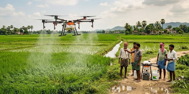 Drone-Based Nano Fertiliser Spraying Offers Alternative as Urea Shortage Affects Bagaha Farmers