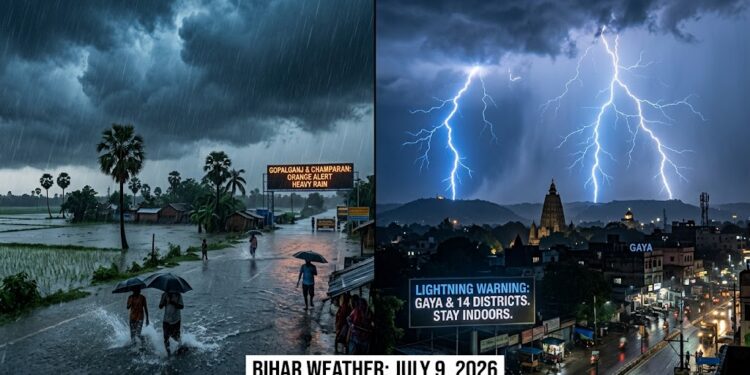 Weather Forecast for July 9: Orange alert for heavy rain in Gopalganj and Champaran; lightning warning for 15 districts, including Gaya