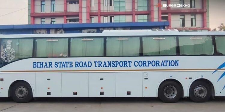 Bihar State Road Transport Corporation buses, representing the planned special bus services between Delhi and Bihar during the 2026 festive season.