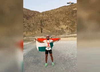 Saran ultra runner Shailesh Kumar after completing the Badwater 135 Ultramarathon in California’s Death Valley
