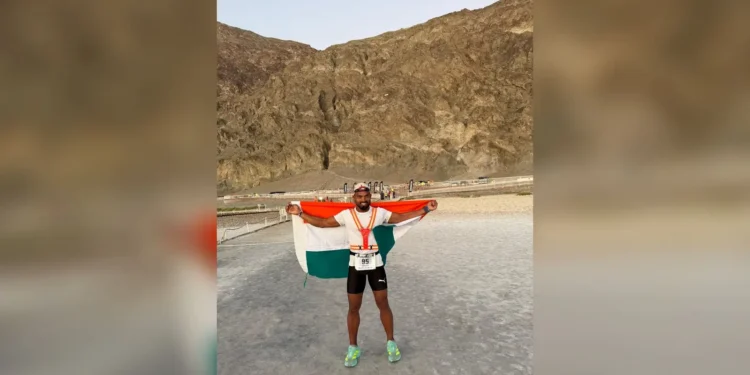 Saran ultra runner Shailesh Kumar after completing the Badwater 135 Ultramarathon in California’s Death Valley