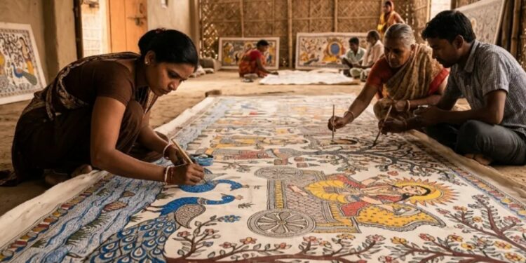 Madhubani Eyes World Record With 200 Artists Creating Giant Mithila Painting of 51 Ramayana Episodes