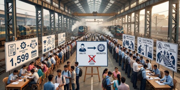 Railway Apprentice Recruitment 2026: 1,599 Posts for 10th-Pass and ITI Candidates, No Exam Required