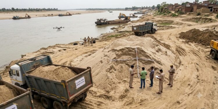 Bihar Sand Mafia Under Scanner: EOU Seizes Illegal Sand Worth ₹1.63 Crore in Arwal, Conducts Drone Survey at 7 Ghats