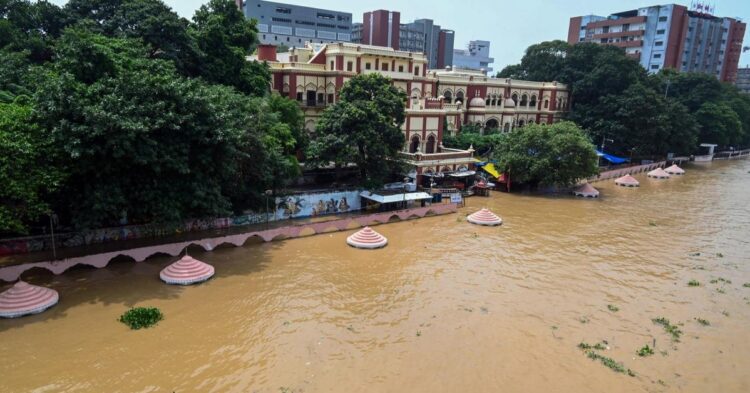 Rising Ganga water level at Gandhi Ghat in Patna as downstream districts are placed on high alert