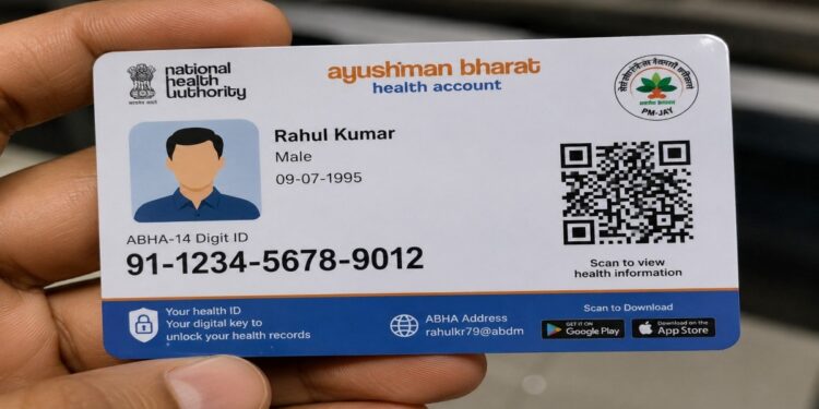 Representative image of an Ayushman Bharat Health Account online from home