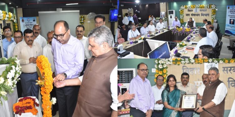 Bihar Water Resources Department officials honouring nine engineers for outstanding work during Engineers’ Day