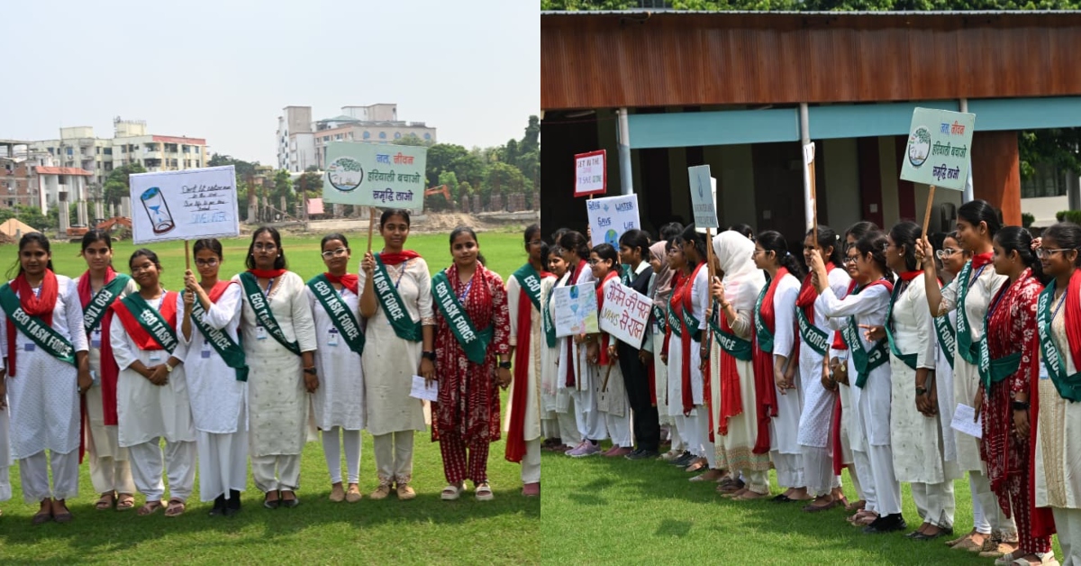 Patna Women’s College students forming a human chain to promote water conservation