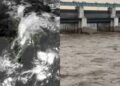 Cyclone Arnab impact in Bihar, showing heavy rain and rising river levels