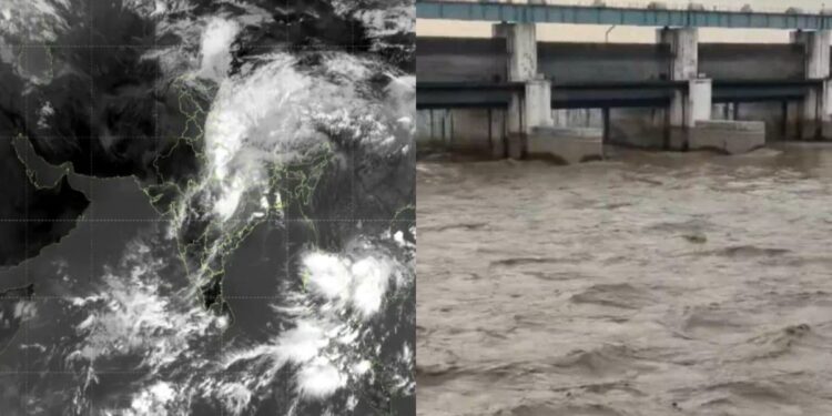Cyclone Arnab impact in Bihar, showing heavy rain and rising river levels
