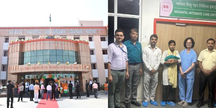 AIIMS Patna doctors with the medical team after successfully treating a 1.9-kg premature baby with severe aortic blockage