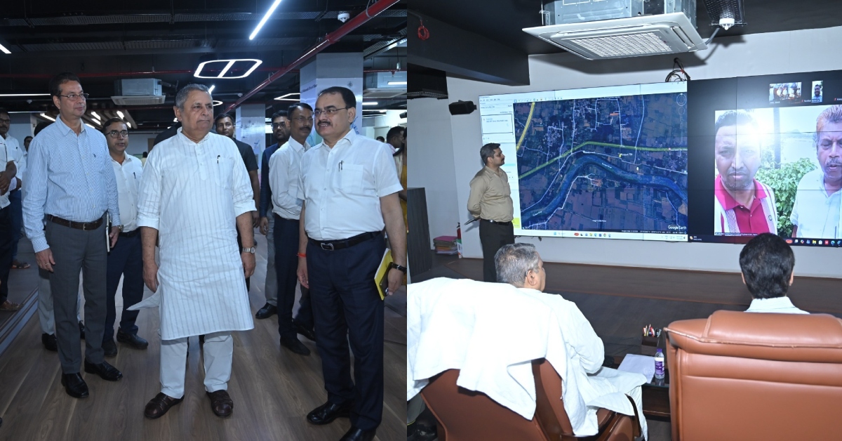 Bihar Deputy Chief Minister and Water Resources Minister Vijay Kumar Chaudhary inspecting the Control Command Centre in Patna during a flood situation review
