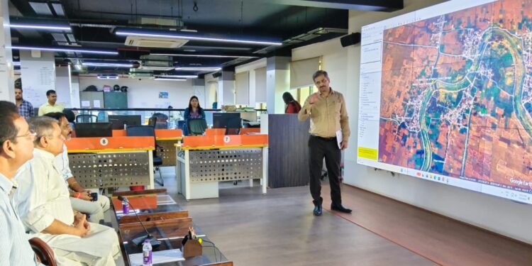 Bihar Deputy Chief Minister and Water Resources Minister Vijay Kumar Chaudhary inspecting the Control Command Centre in Patna during a flood situation review