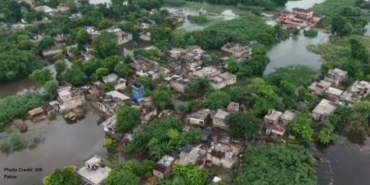 Flooded village in Begusarai