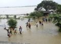 Representative image of rising Gandak River floodwater near West Champaran after high discharge from Valmikinagar Barrage
