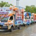 Health workers and awareness vehicles during the launch of Bihar’s ‘Healthcare at Your Doorstep’ campaign, which will provide door-to-door screening across 38 districts.