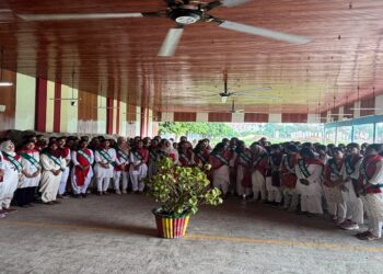 Students joining the ECO Task Force during an environmental awareness ceremony at Patna Women’s College