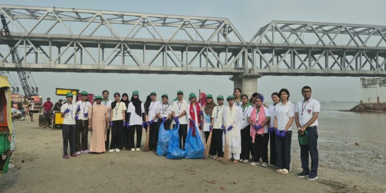 Patna Women’s College students participating in a Ganges cleanliness campaign under Season of Creation 2026