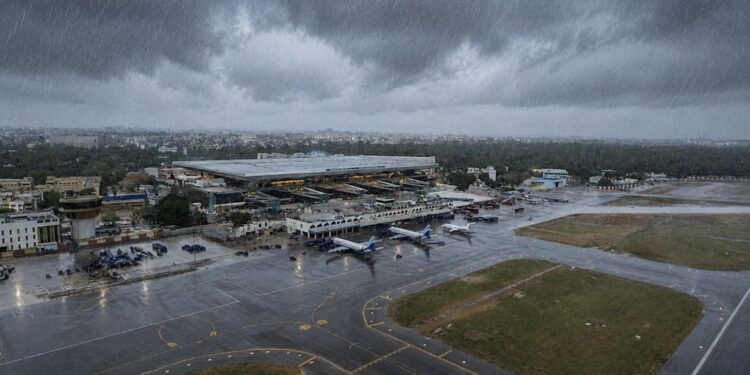 Patna Airport during weather-related flight disruptions
