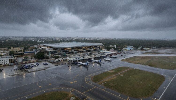 Patna Airport during weather-related flight disruptions