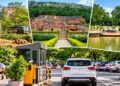 Representative image of tourists and vehicles at a parking facility near Rajgir's tourism sites